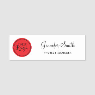 Your Business Logo on Red Circle Name Tag