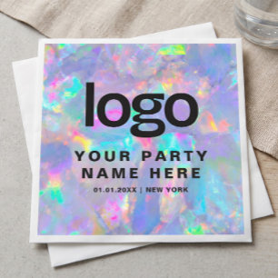 Your Business Logo Opal Gemstone Rainbow Cute Napkin