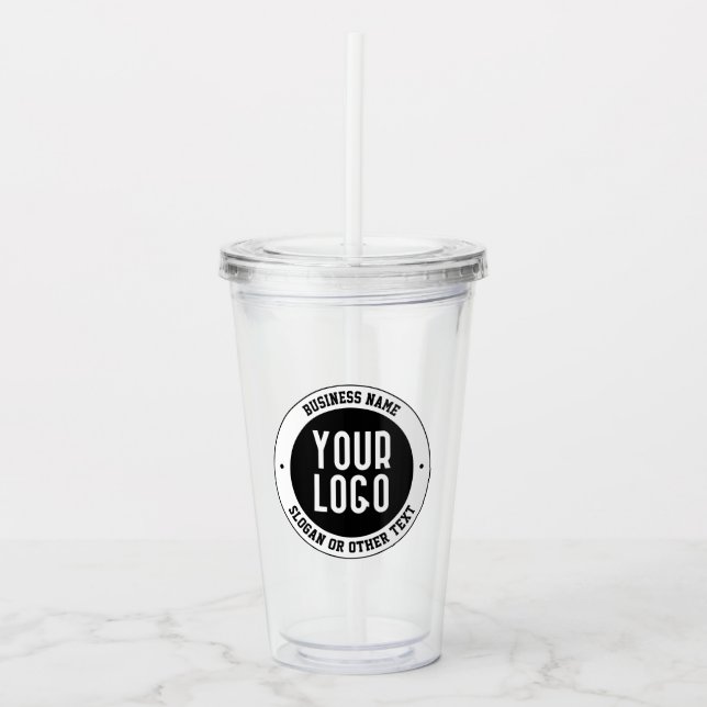 Your Business Logo or Design | Bold Editable Text Acrylic Tumbler (Front)