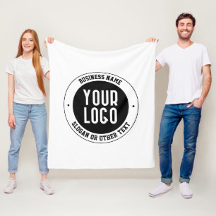 Your Business Logo or Design   Bold Editable Text Fleece Blanket