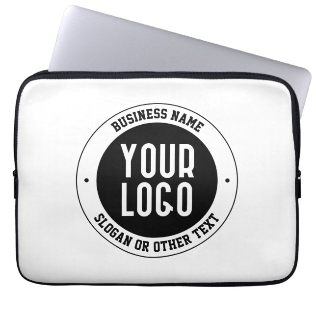 Your Business Logo or Design | Bold Editable Text Laptop Sleeve (Front)