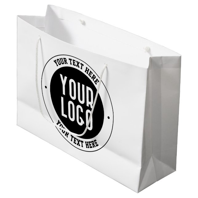 Your Business Logo or Design | Bold Editable Text Large Gift Bag (Front Angled)