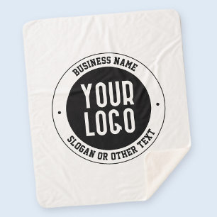 Your Business Logo or Design   Bold Editable Text Sherpa Blanket