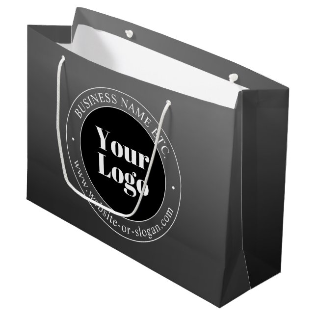 Your Business Logo or Design & Editable Text Large Gift Bag (Front Angled)
