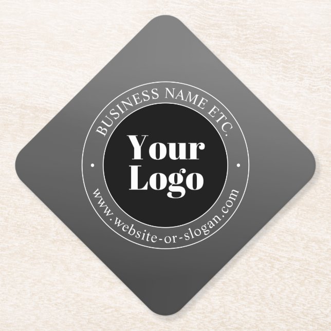 Your Business Logo or Design & Editable Text Paper Coaster (Front)