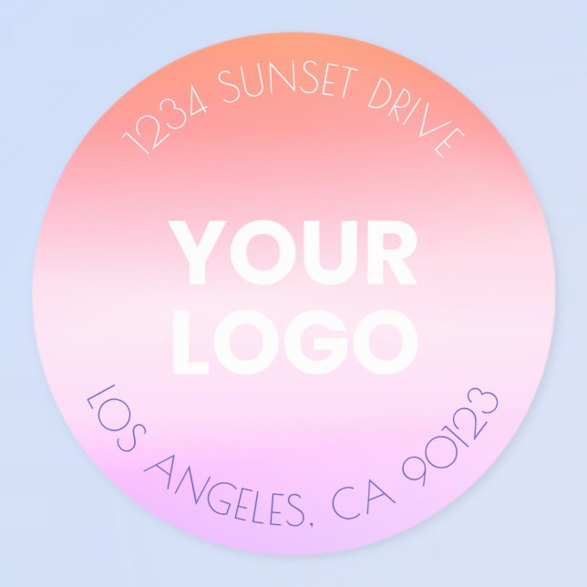 Your Business Logo | Orange Pink Purple Ombre Classic Round Sticker (Creator Uploaded)