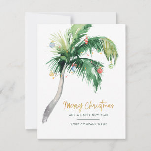 Your Business Logo Palm Tree Christmas Holidays Card