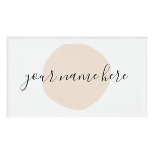 Your Business Logo Pink Brushstroke Promotional  Name Tag