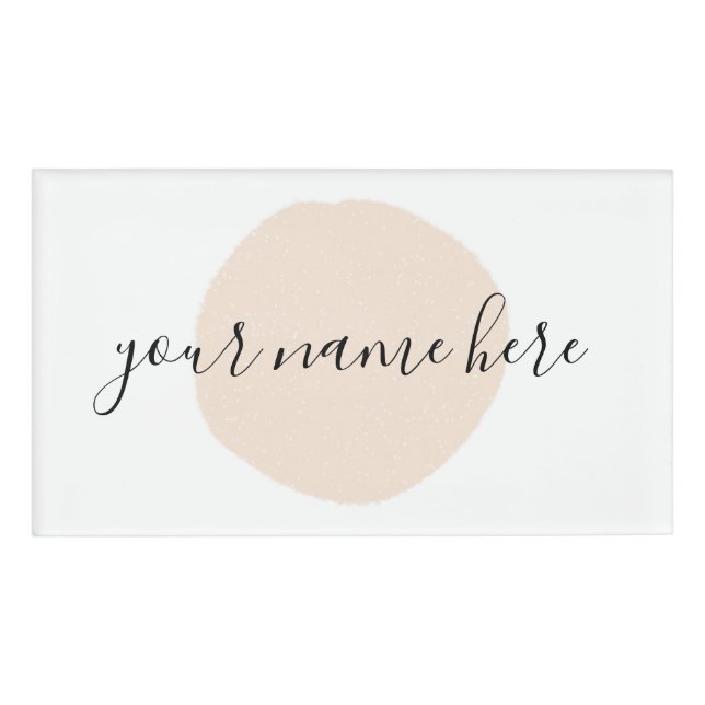 Your Business Logo Pink Brushstroke Promotional  Name Tag (Front)