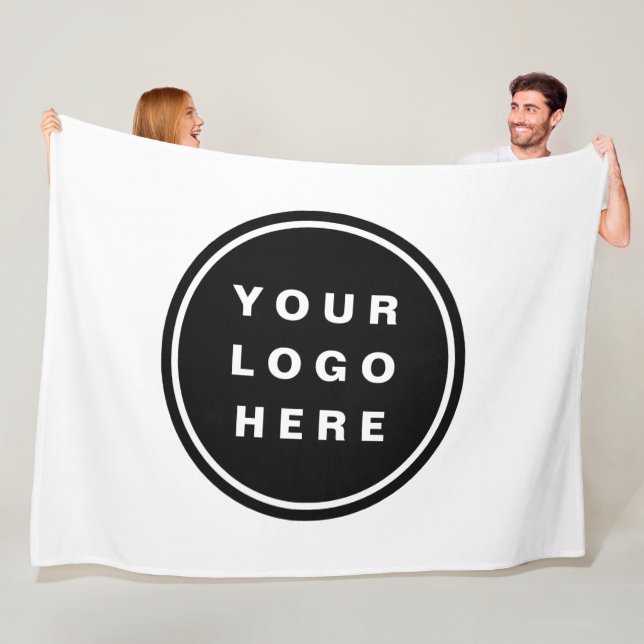 Your Business Logo Promotional Business Company Fleece Blanket (In Situ)
