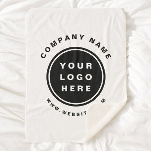 Your Business Logo Promotional Business Company Sherpa Blanket