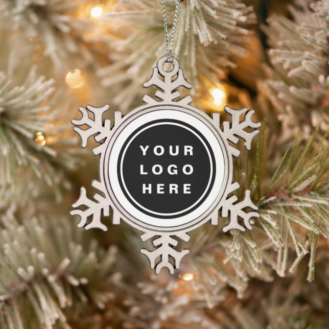 Your Business Logo Promotional Business Company Snowflake Pewter Christmas Ornament (Tree)