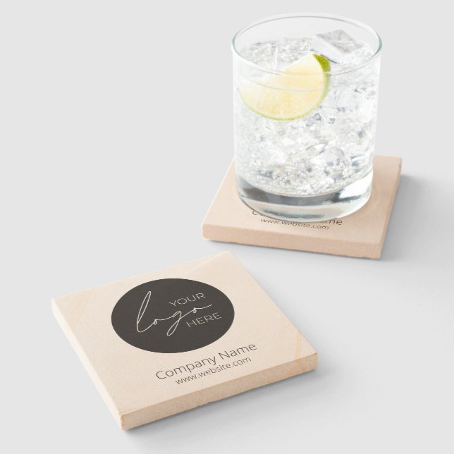 Your Business Logo Promotional Business Company Stone Coaster (Side)