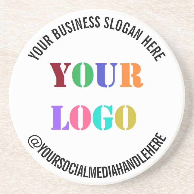 Your Business Logo Promotional Social Media Name Coaster (Front)