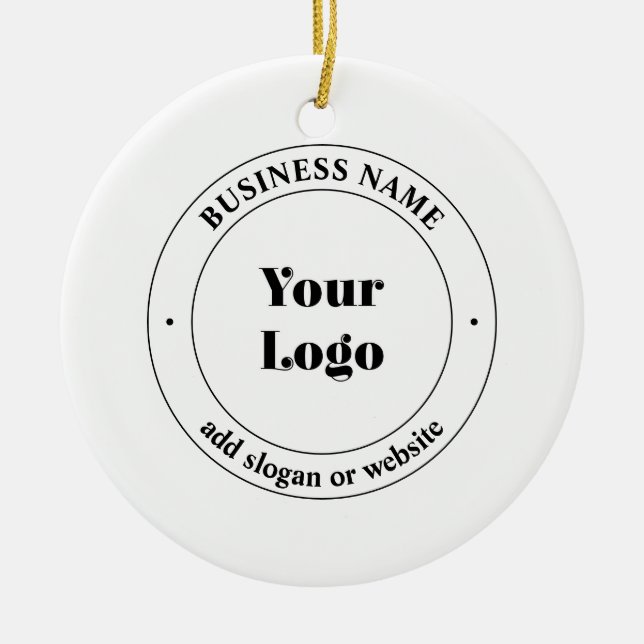 Your Business Logo & Promotional Text | White Ceramic Ornament (Front)