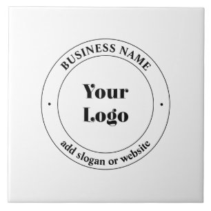 Your Business Logo & Promotional Text White Ceramic Tile