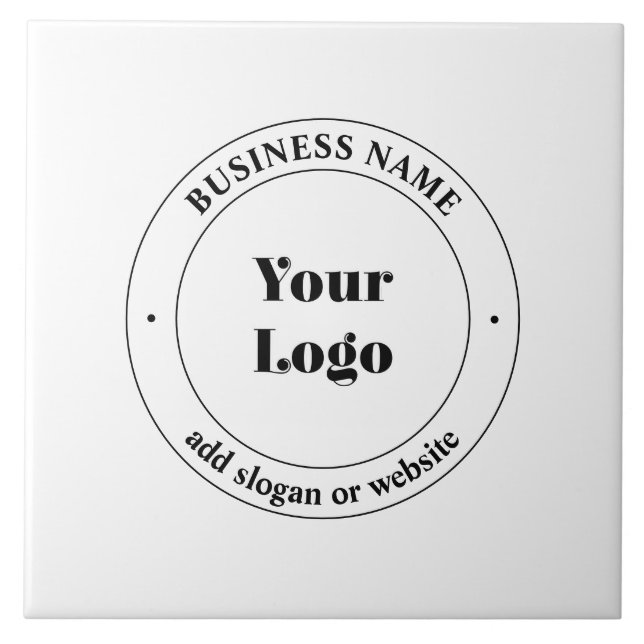 Your Business Logo & Promotional Text | White Ceramic Tile (Front)
