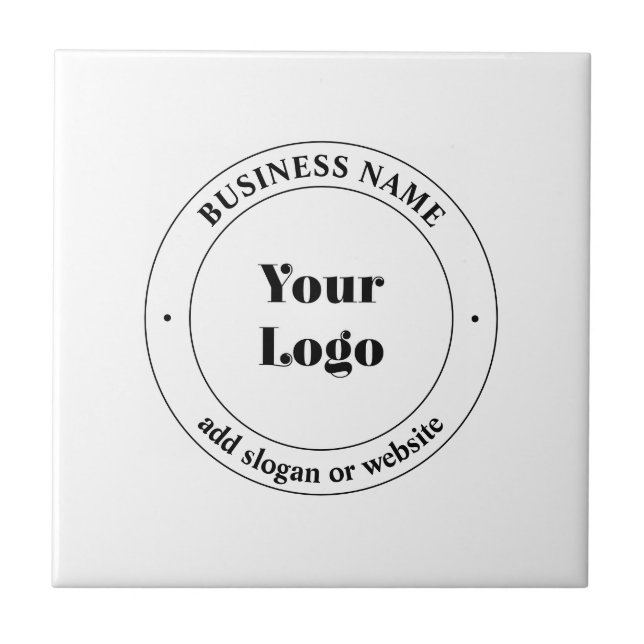 Your Business Logo & Promotional Text | White Ceramic Tile (Front)