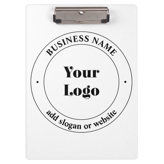 Your Business Logo & Promotional Text | White Clipboard (Front)
