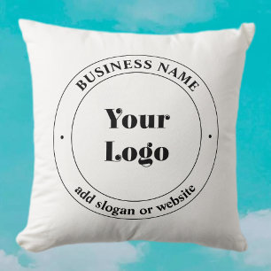 Your Business Logo & Promotional Text   White Cushion