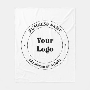 Your Business Logo & Promotional Text   White Fleece Blanket