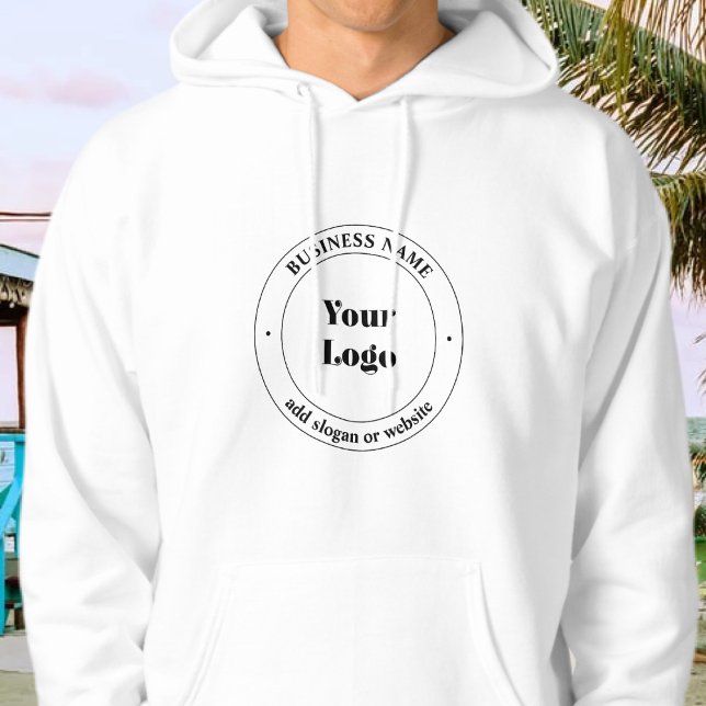 Your Business Logo & Promotional Text | White Hoodie (Creator Uploaded)