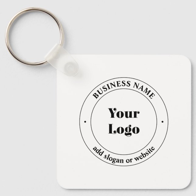 Your Business Logo & Promotional Text | White Key Ring (Front)