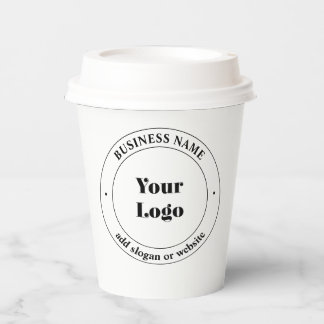 Your Business Logo & Promotional Text | White Paper Cups