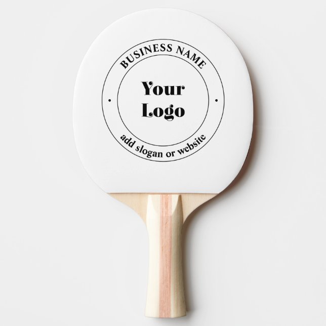 Your Business Logo & Promotional Text | White Ping Pong Paddle (Front)