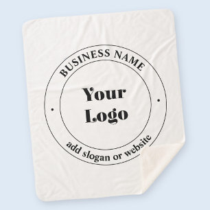 Your Business Logo & Promotional Text   White Sherpa Blanket