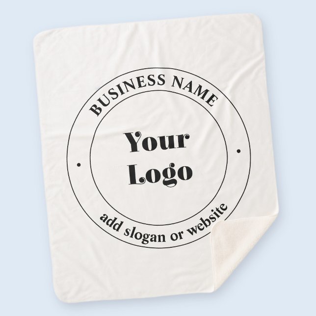 Your Business Logo & Promotional Text | White Sherpa Blanket (Creator Uploaded)
