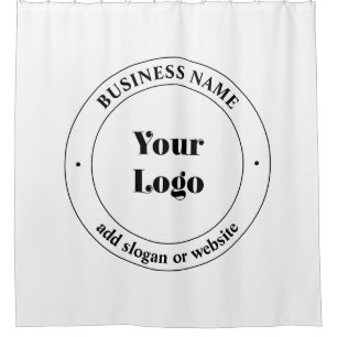 Your Business Logo & Promotional Text   White Shower Curtain