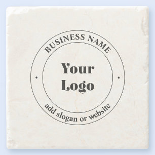 Your Business Logo & Promotional Text White Stone Coaster