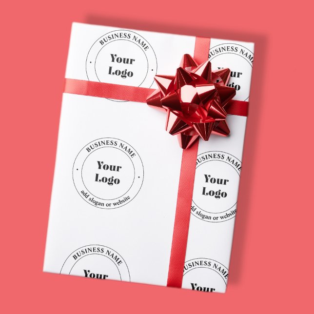 Your Business Logo & Promotional Text | White Wrapping Paper (Creator Uploaded)
