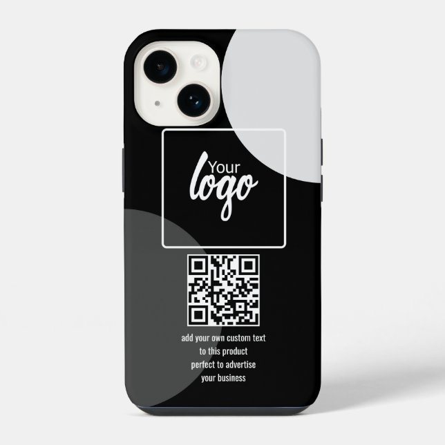 Your Business Logo QR Code and Text iPhone Case (Back)