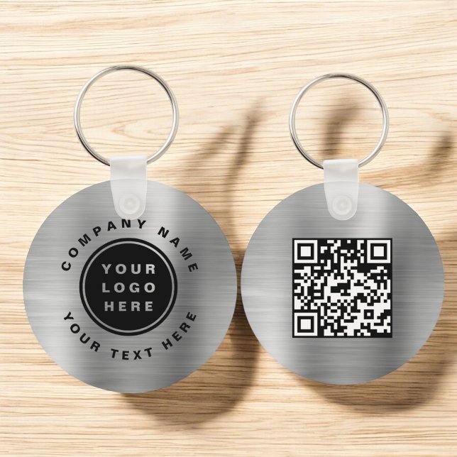 Your Business Logo QR Code Business Silver Key Ring (Creator Uploaded)