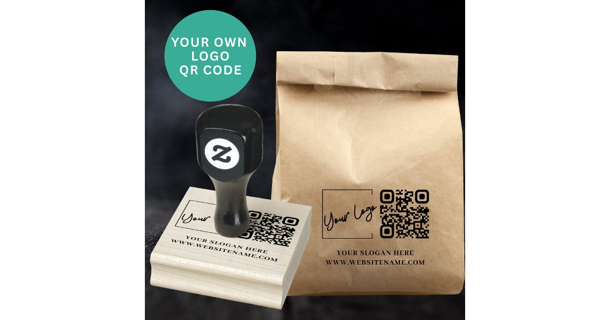 Rubber Qr Code Your Business Logo Qr Code Custom Rubber Stamp | Zazzle