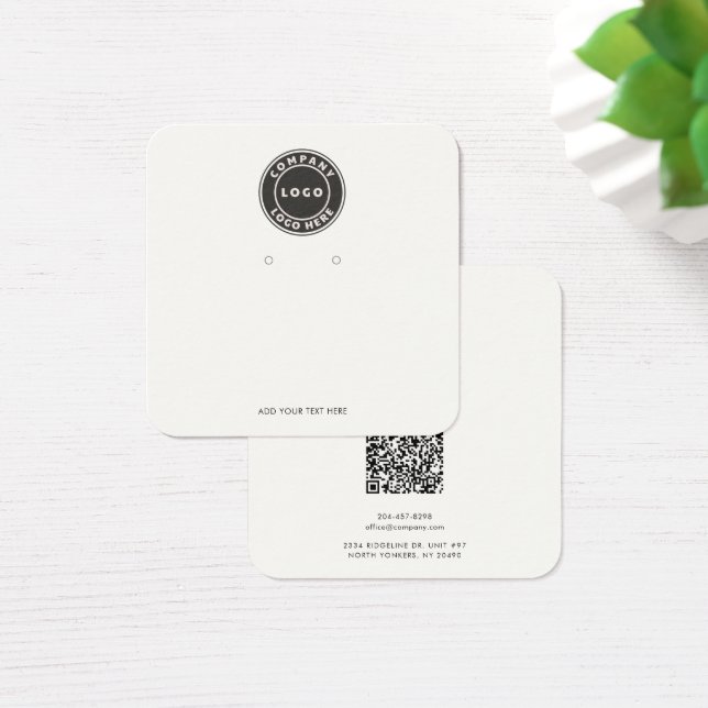 Your Business Logo QR Code Earring Display Card (Desk)