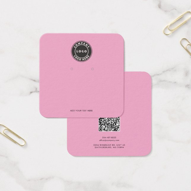 Your Business Logo QR Code Earring Display Card (Office)
