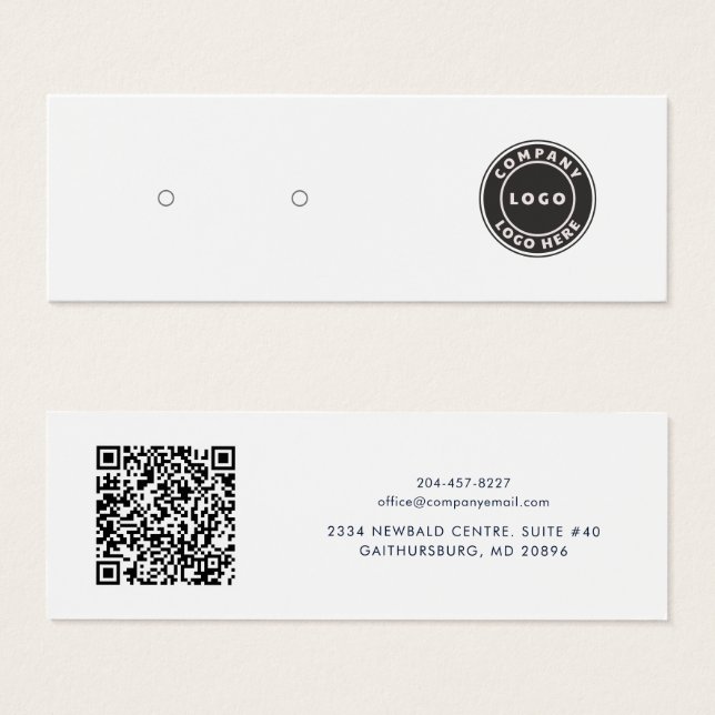 Your Business Logo QR Code Earring Display Card (Front & Back)