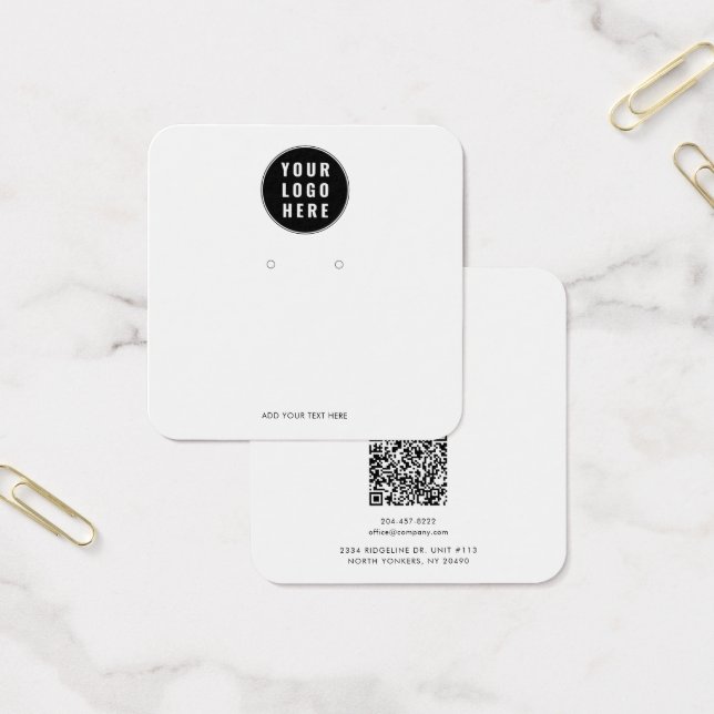 Your Business Logo QR Code Earrings Display Card (Office)