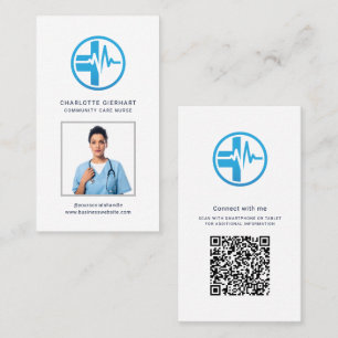 Your Business Logo QR Code Employees Photo Card