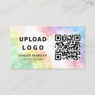Your Business Logo & QR Code Opal Stone Company Card