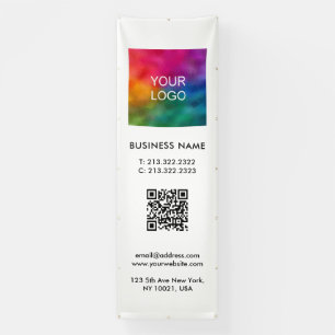 Your Business Logo QR Code Vertical Outdoor Large Banner