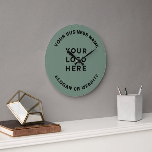 Your Business Logo Simple and Professional Sage Large Clock
