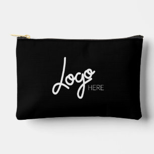 Your Business Logo Simple Elegant Modern Black Accessory Pouch