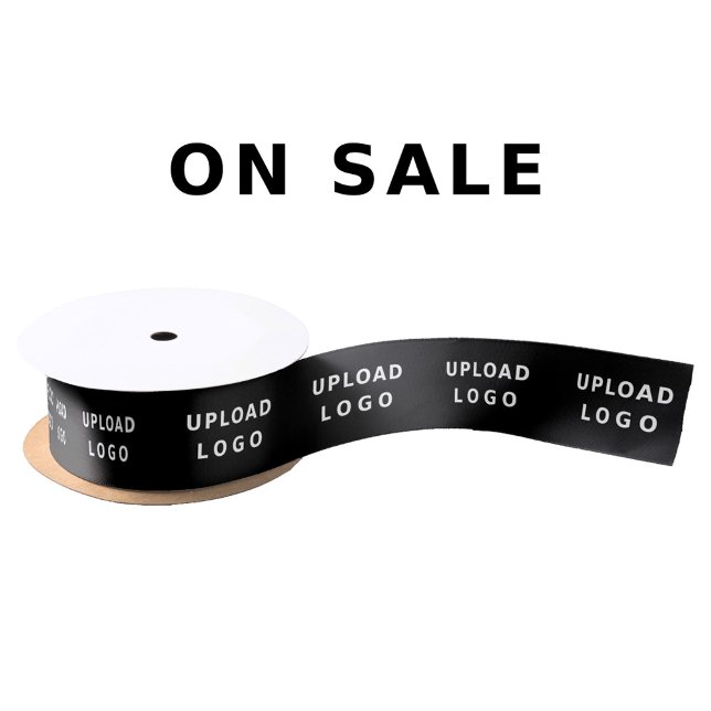 Your Business Logo Simple Minimal Black Wrapping Satin Ribbon (Creator Uploaded)
