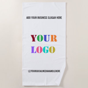 Your Business Logo Social Media Handle Beach Towel