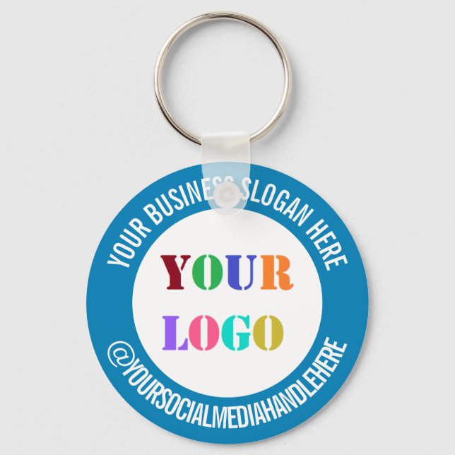 Your Business Logo Social Media Keychain Example (Front)