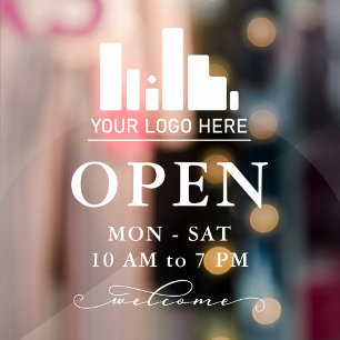 Your Business Logo Swirly Welcome Open Hours